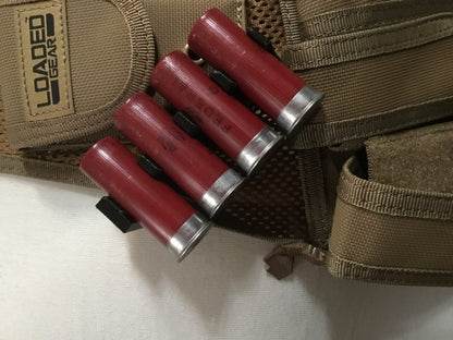 4 Shell Tactical Shotgun 12 Gauge Shell Ammo Holder with Vest / Belt Clip 12 Ga.