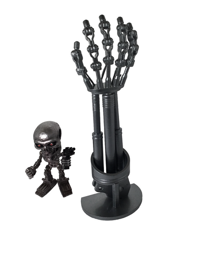 Terminator 2 T-800 Endoskeleton Arm on Stand - Endoarm Cosplay Prop 12 inches