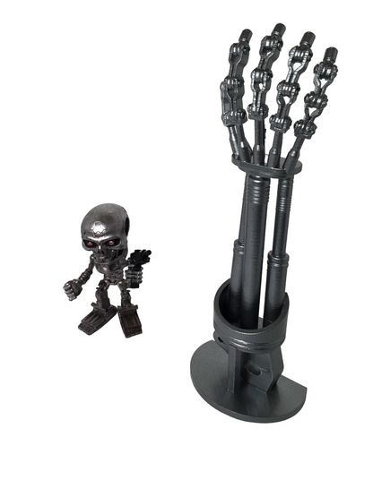 Terminator 2 T-800 Endoskeleton Arm on Stand - Endoarm Cosplay Prop 12 inches