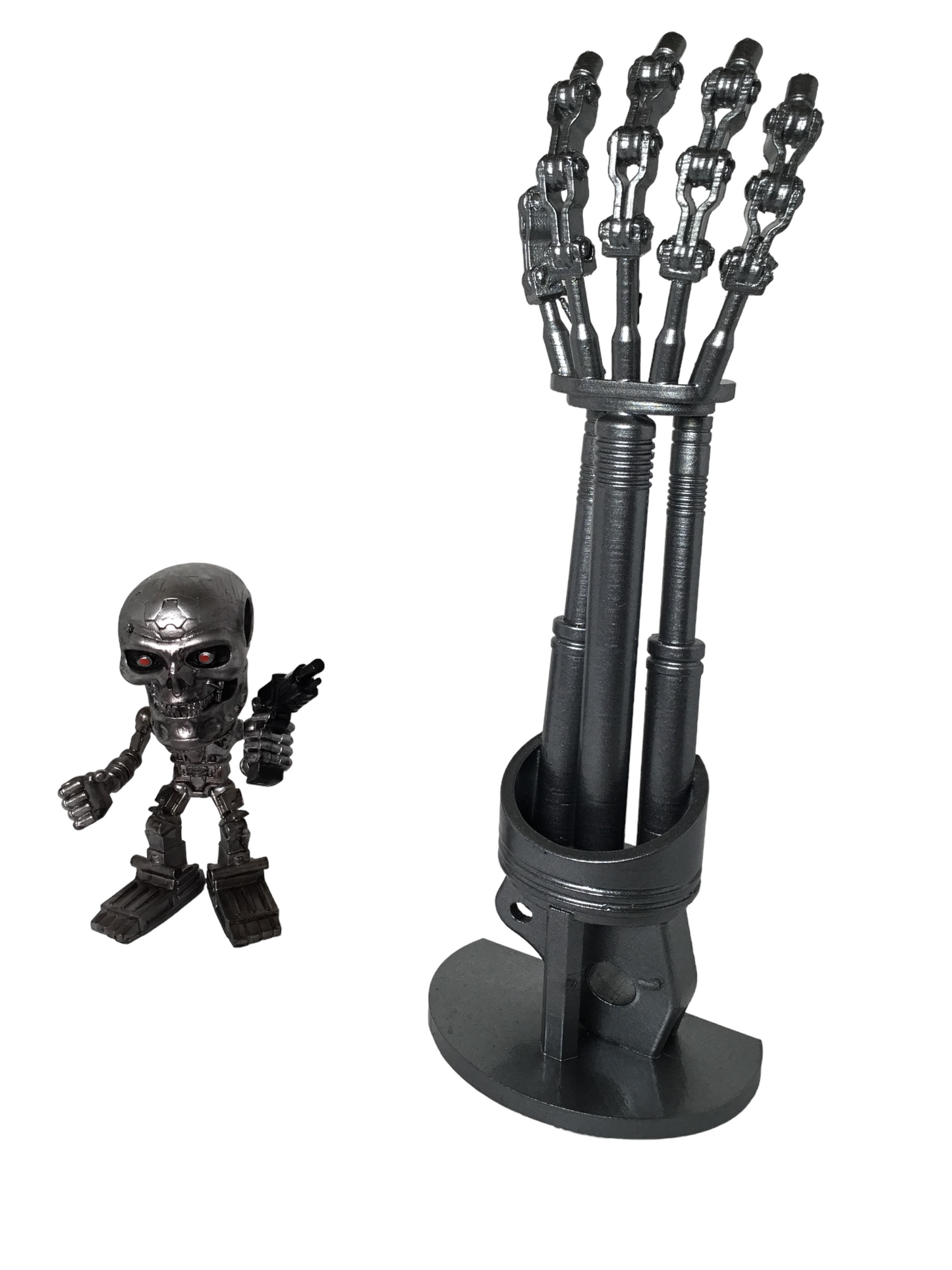 Terminator 2 T-800 Endoskeleton Arm on Stand - Endoarm Cosplay Prop 12 inches