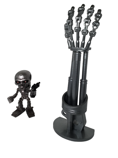 Terminator 2 T-800 Endoskeleton Arm on Stand - Endoarm Cosplay Prop 12 inches