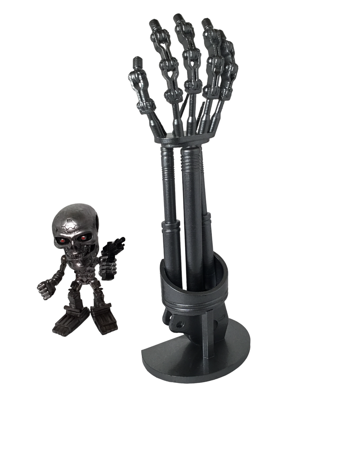 Terminator 2 T-800 Endoskeleton Arm on Stand - Endoarm Cosplay Prop 12 inches