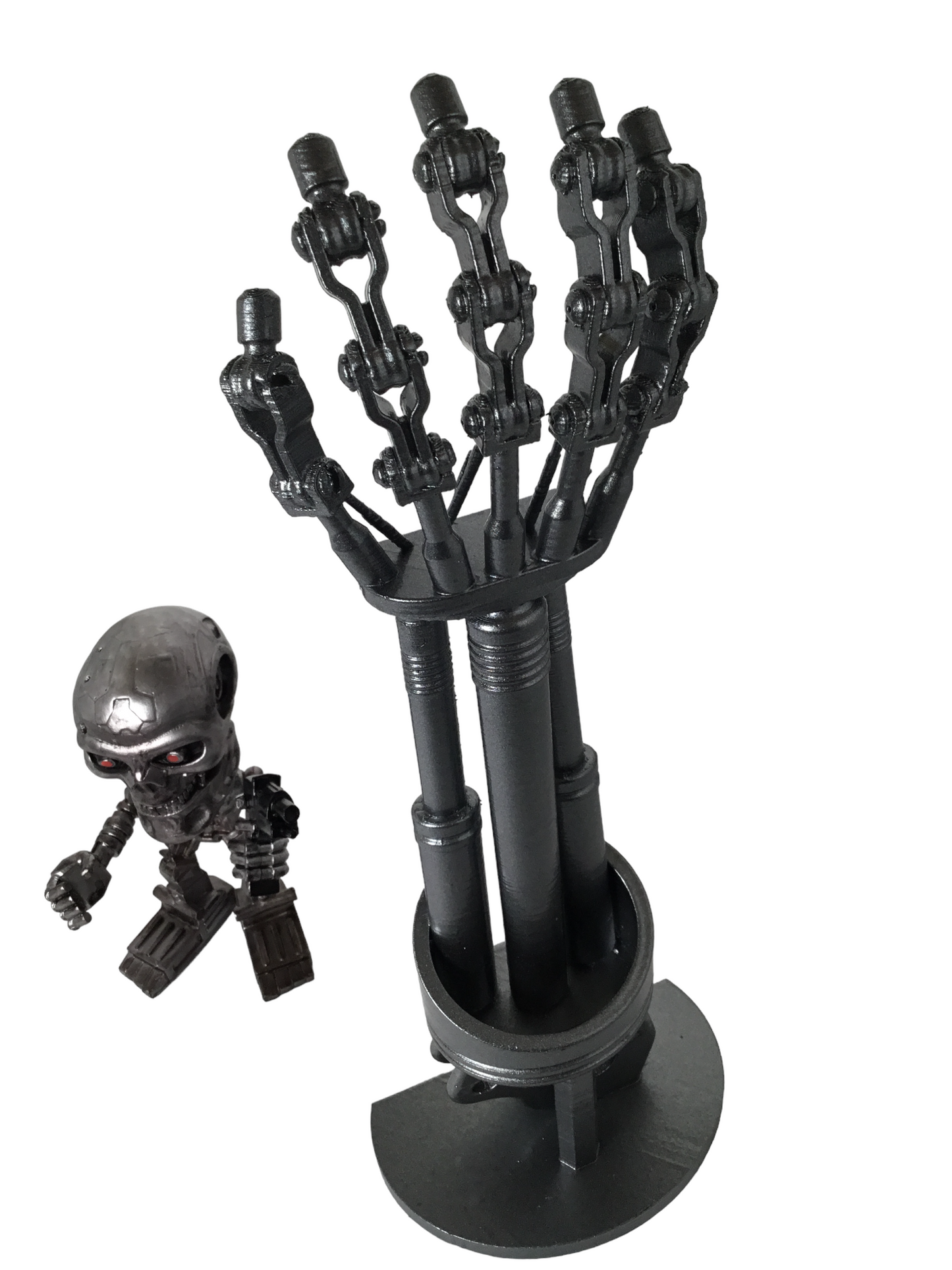 Terminator 2 T-800 Endoskeleton Arm on Stand - Endoarm Cosplay Prop 12 inches
