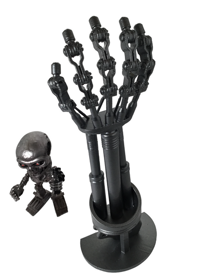 Terminator 2 T-800 Endoskeleton Arm on Stand - Endoarm Cosplay Prop 12 inches