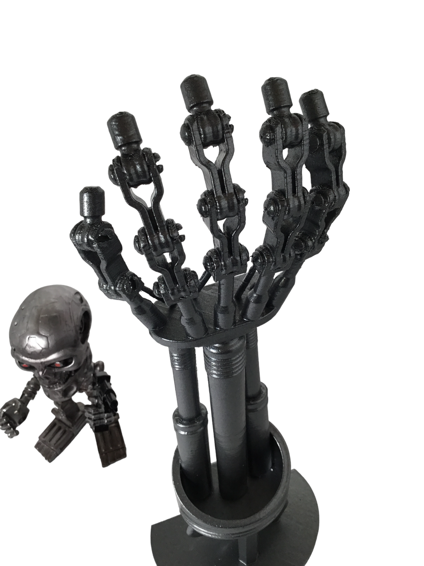 Terminator 2 T-800 Endoskeleton Arm on Stand - Endoarm Cosplay Prop 12 inches