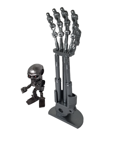 Terminator 2 T-800 Endoskeleton Arm on Stand - Endoarm Cosplay Prop 12 inches
