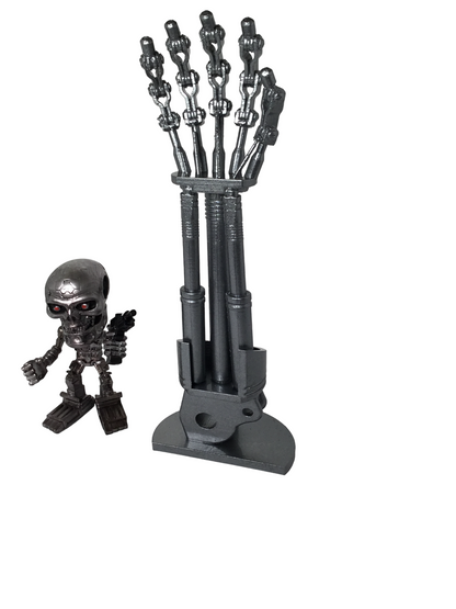 Terminator 2 T-800 Endoskeleton Arm on Stand - Endoarm Cosplay Prop 12 inches