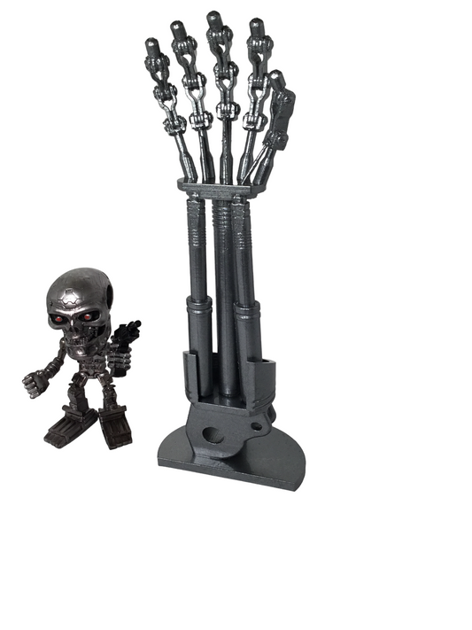 Terminator 2 T-800 Endoskeleton Arm on Stand - Endoarm Cosplay Prop 12 inches
