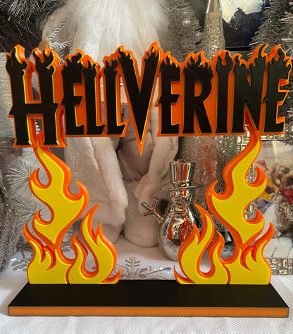 Hellverine Large Flame Collectors Display Sign Wolverine Hellfire Decor 10x10