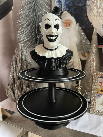 Large Horror Art the Clown 2-Tier Cupcake & Cookie Display Stand 17” Party Tray