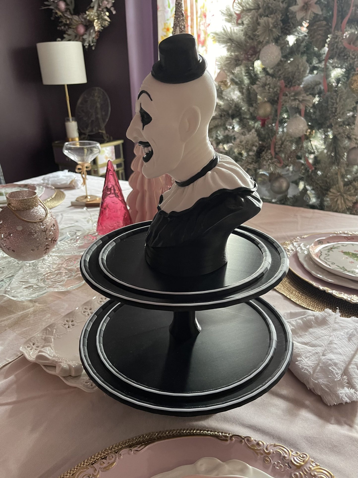 Large Horror Art the Clown 2-Tier Cupcake & Cookie Display Stand 17” Party Tray