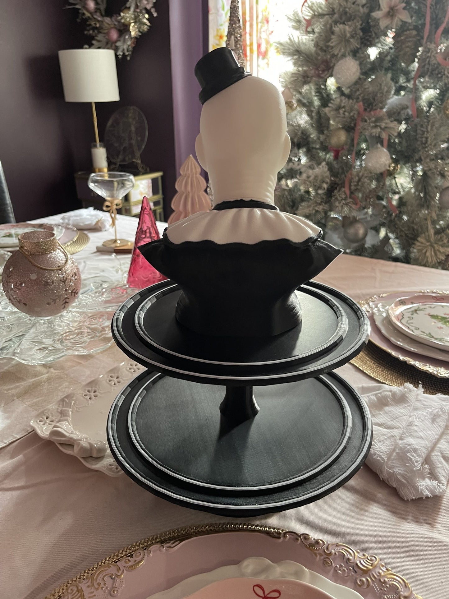 Large Horror Art the Clown 2-Tier Cupcake & Cookie Display Stand 17” Party Tray