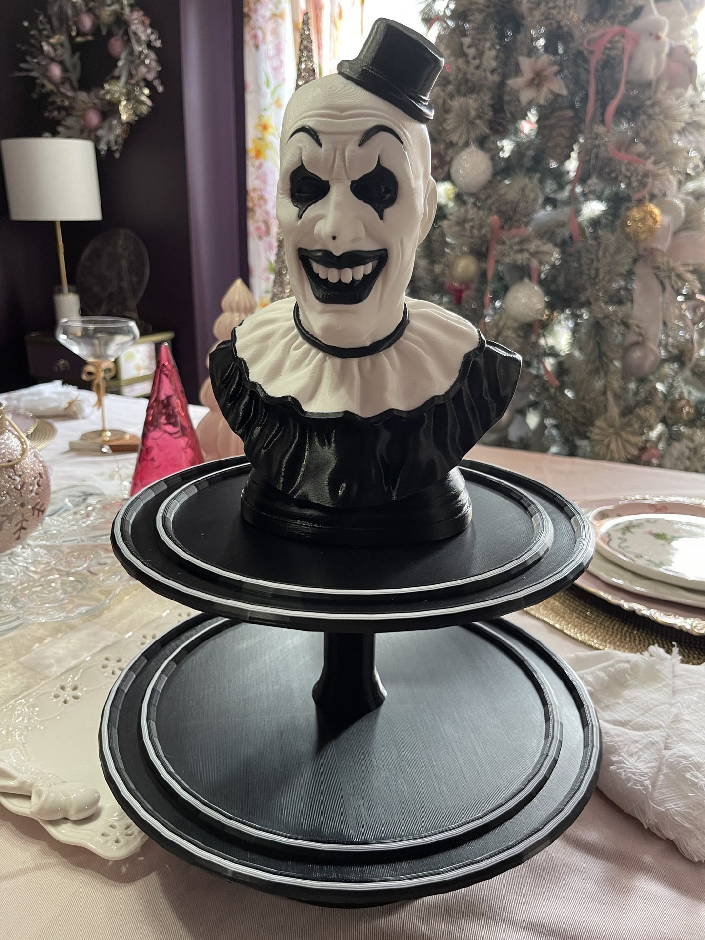 Large Horror Art the Clown 2-Tier Cupcake & Cookie Display Stand 17” Party Tray