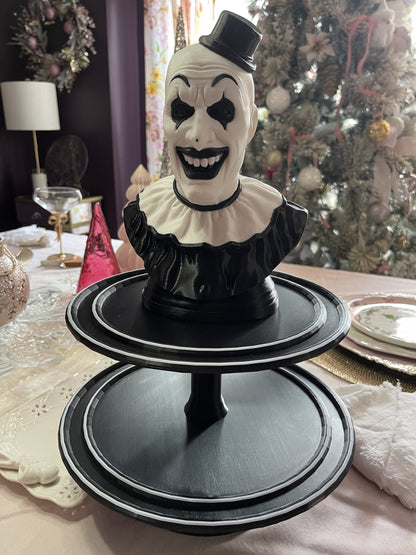 Large Horror Art the Clown 2-Tier Cupcake & Cookie Display Stand 17” Party Tray