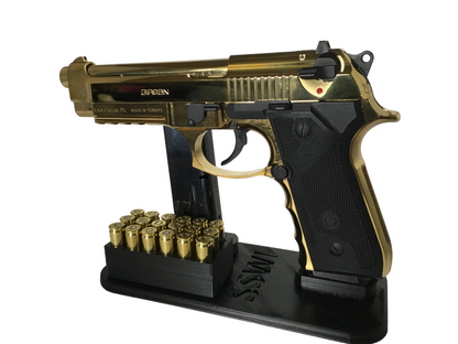 9mm Gun, Bullets and Magazine Display Stand - Any Color, Handgun Clip Holder