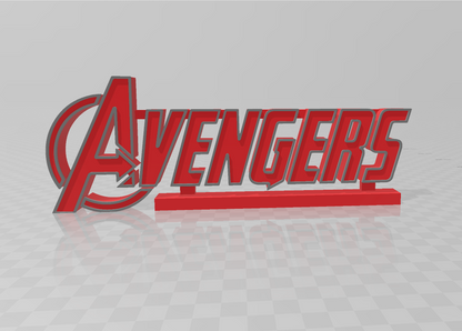 Multi-Color Avengers 3D printed art display logo shelf stand wall Many Options