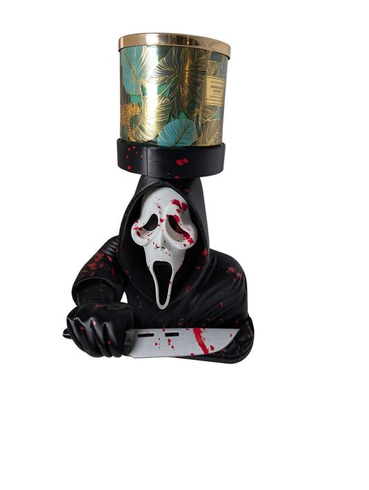 Ghostface Scream Blood Splatter Candle Holder Horror Decor Display Stand 9"