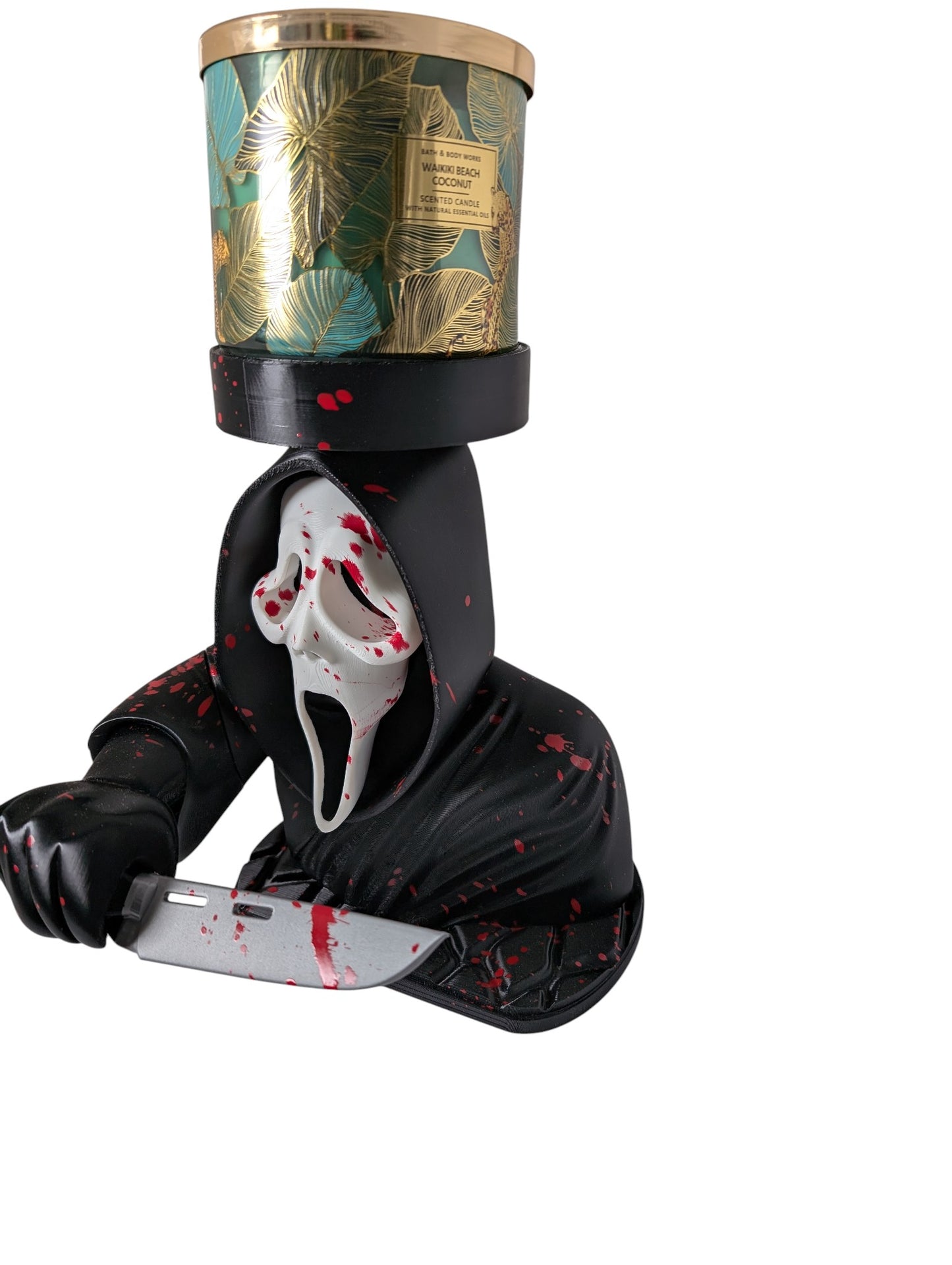 Ghostface Scream Blood Splatter Candle Holder Horror Decor Display Stand 9"