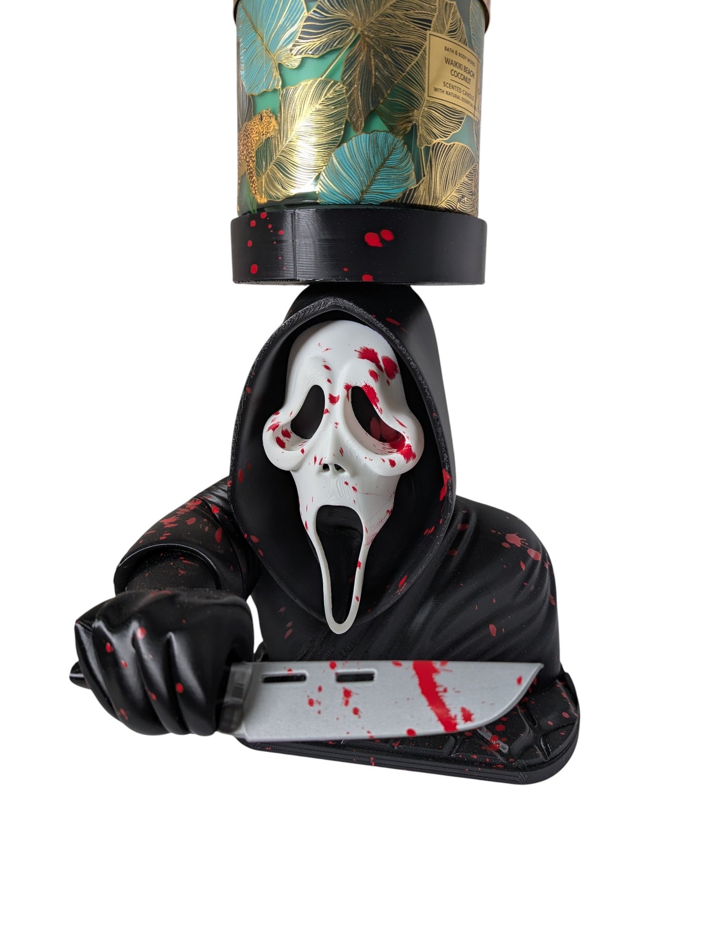 Ghostface Scream Blood Splatter Candle Holder Horror Decor Display Stand 9"