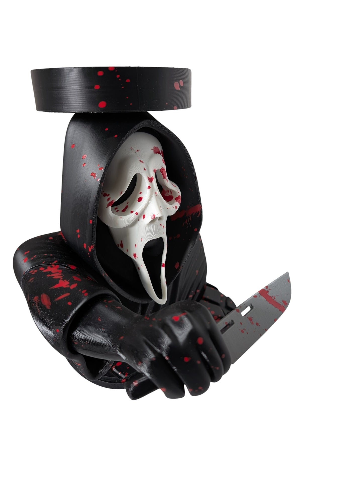 Ghostface Scream Blood Splatter Candle Holder Horror Decor Display Stand 9"