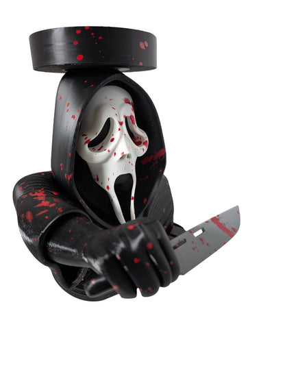 Ghostface Scream Blood Splatter Candle Holder Horror Decor Display Stand 9"