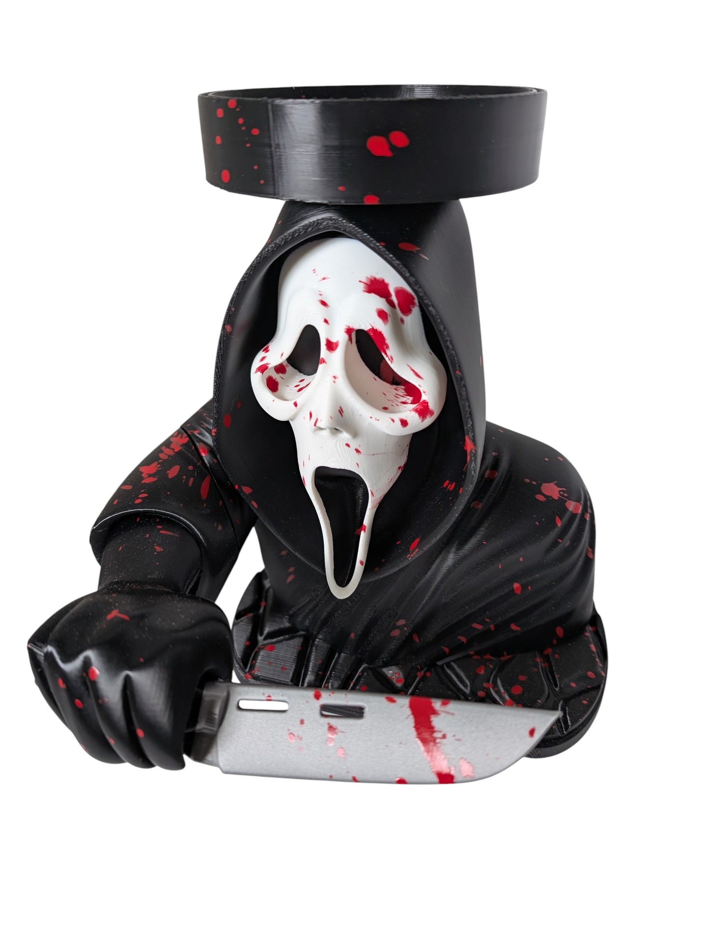 Ghostface Scream Blood Splatter Candle Holder Horror Decor Display Stand 9"