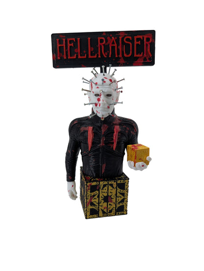 Hellraiser Pinhead Display 8”H Blood Splatter & Real Metal Nails Horror Art