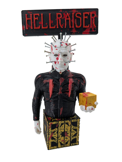 Hellraiser Pinhead Display 8”H Blood Splatter & Real Metal Nails Horror Art