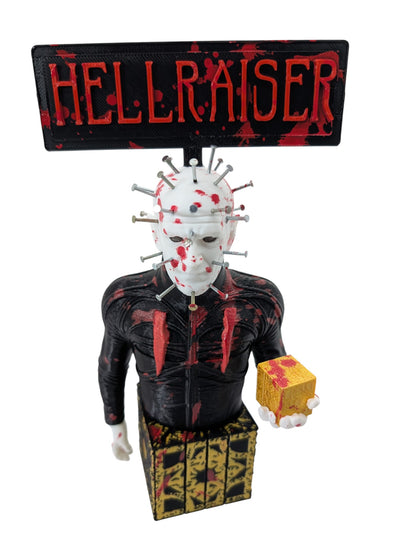 Hellraiser Pinhead Display 8”H Blood Splatter & Real Metal Nails Horror Art
