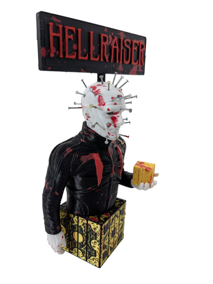 Hellraiser Pinhead Display 8”H Blood Splatter & Real Metal Nails Horror Art