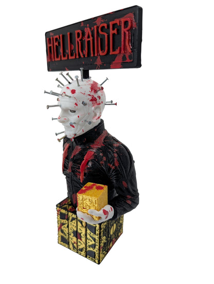 Hellraiser Pinhead Display 8”H Blood Splatter & Real Metal Nails Horror Art