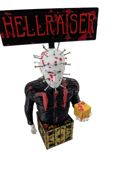 Hellraiser Pinhead Display 8”H Blood Splatter & Real Metal Nails Horror Art
