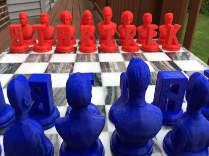 Star Trek (FAN ART) Chess Set Spock, Kirk, Scotty, Picard, Data, Worf