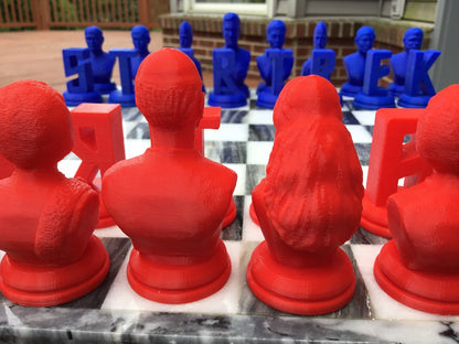 Star Trek (FAN ART) Chess Set Spock, Kirk, Scotty, Picard, Data, Worf