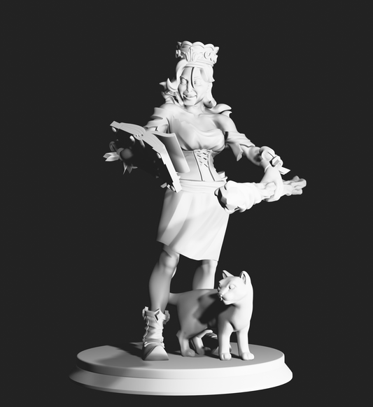 Gigi The Good Witch and Her Cat Shadow | Tabletop | Miniature Figurine | D&D | RPG | Fantasy Gaming