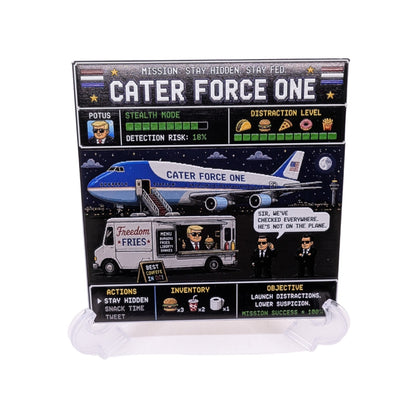 Cater Force One Trump Political Humor 6x6 Ceramic Art Tile Display Sign W/ Easel