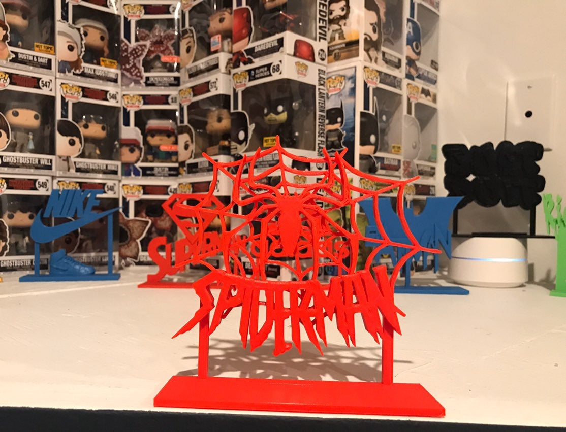 Spiderman With Web Display Sign Stand