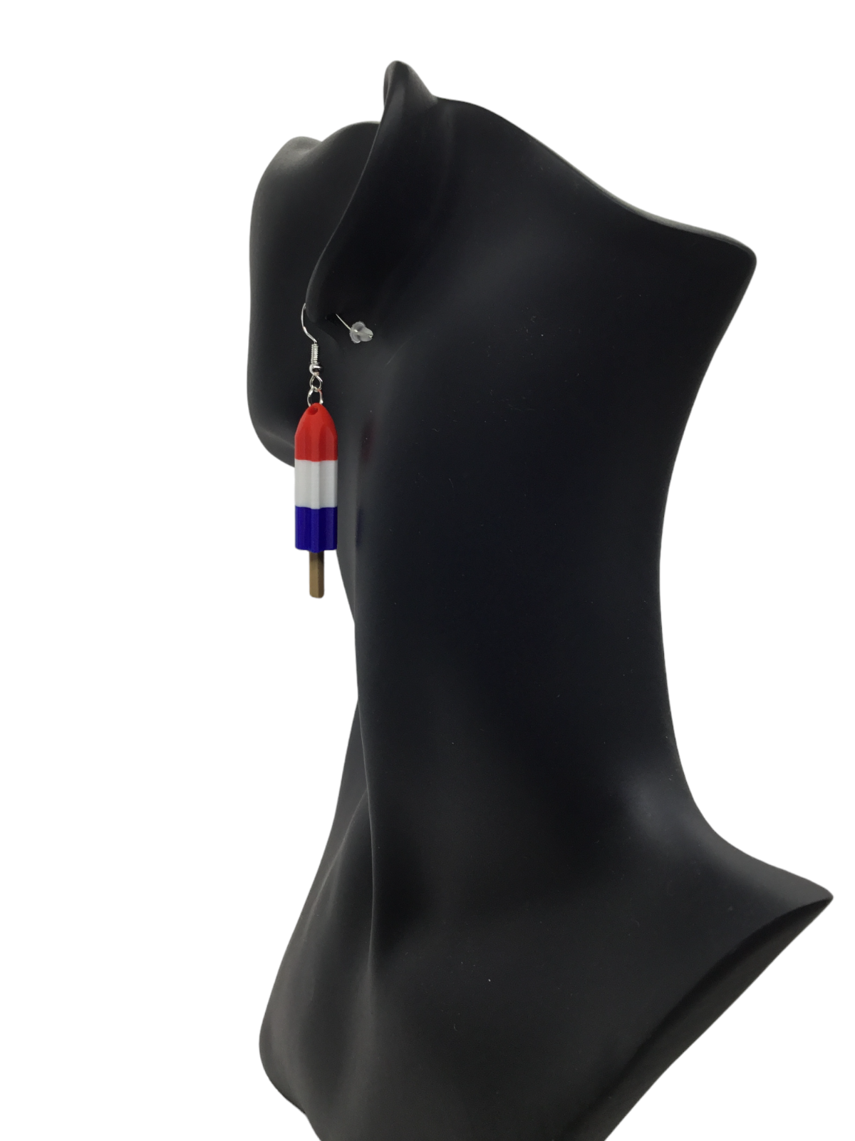 Patriotic Red White Blue Firecracker Popsicle Earrings 925 Sterling Silver Hooks